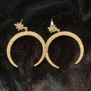 Crystal moon shaped earrings